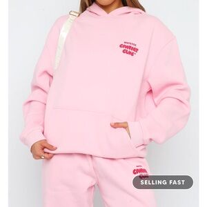 white fox pink hoodie